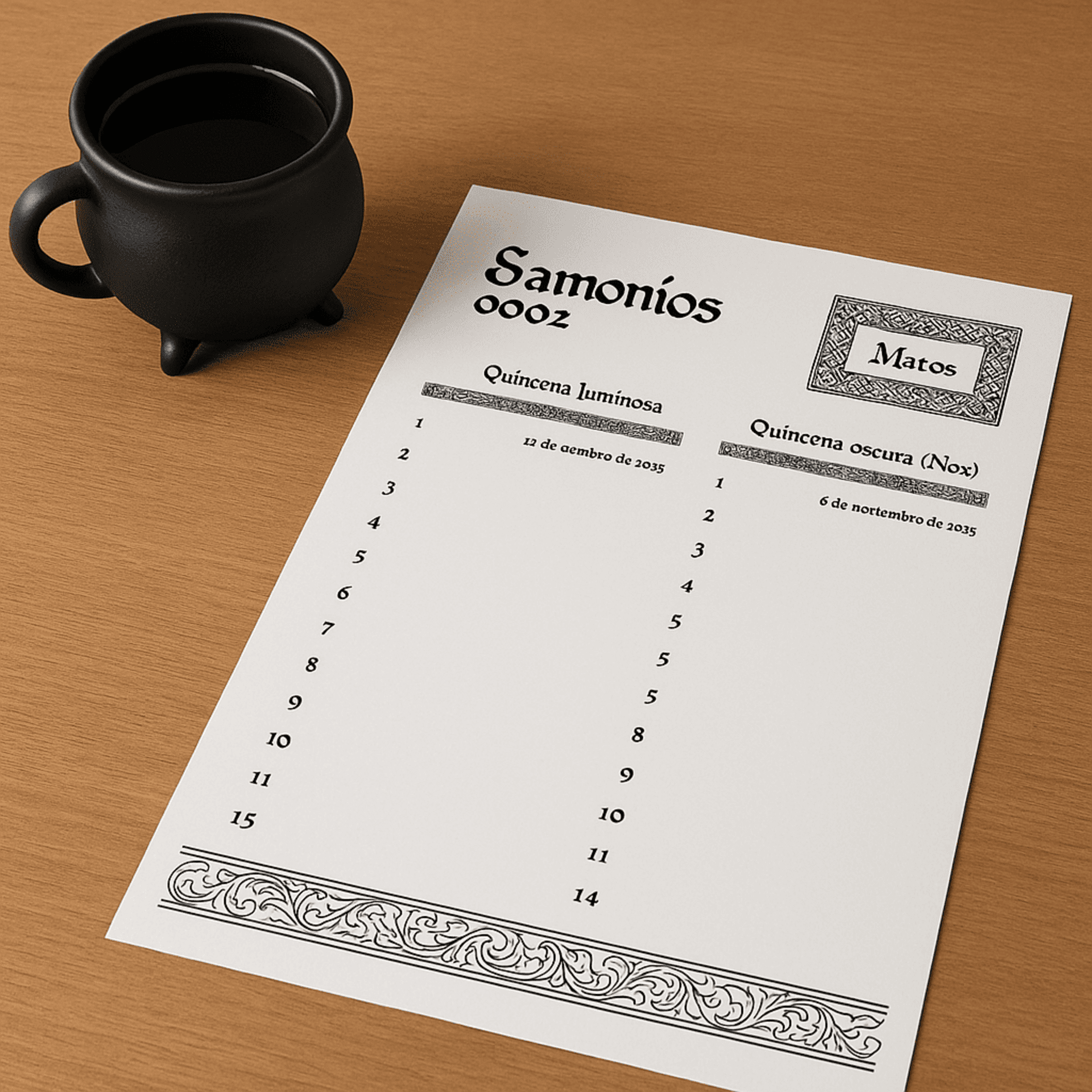 Calendario celta imprimible – años 0001 y 0002 + Samonios 0003 (PDF descargable) - 3